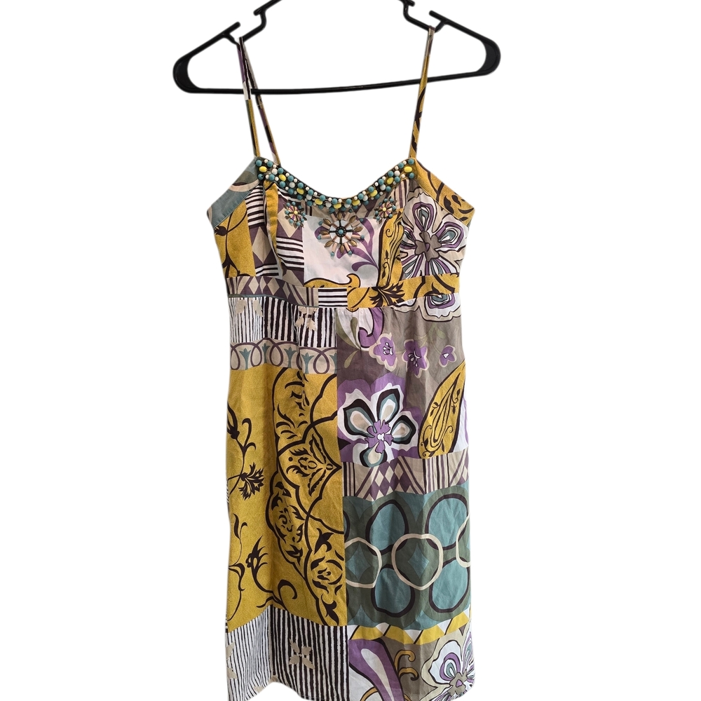 CAbi Colorful Patchwork Mini Dress